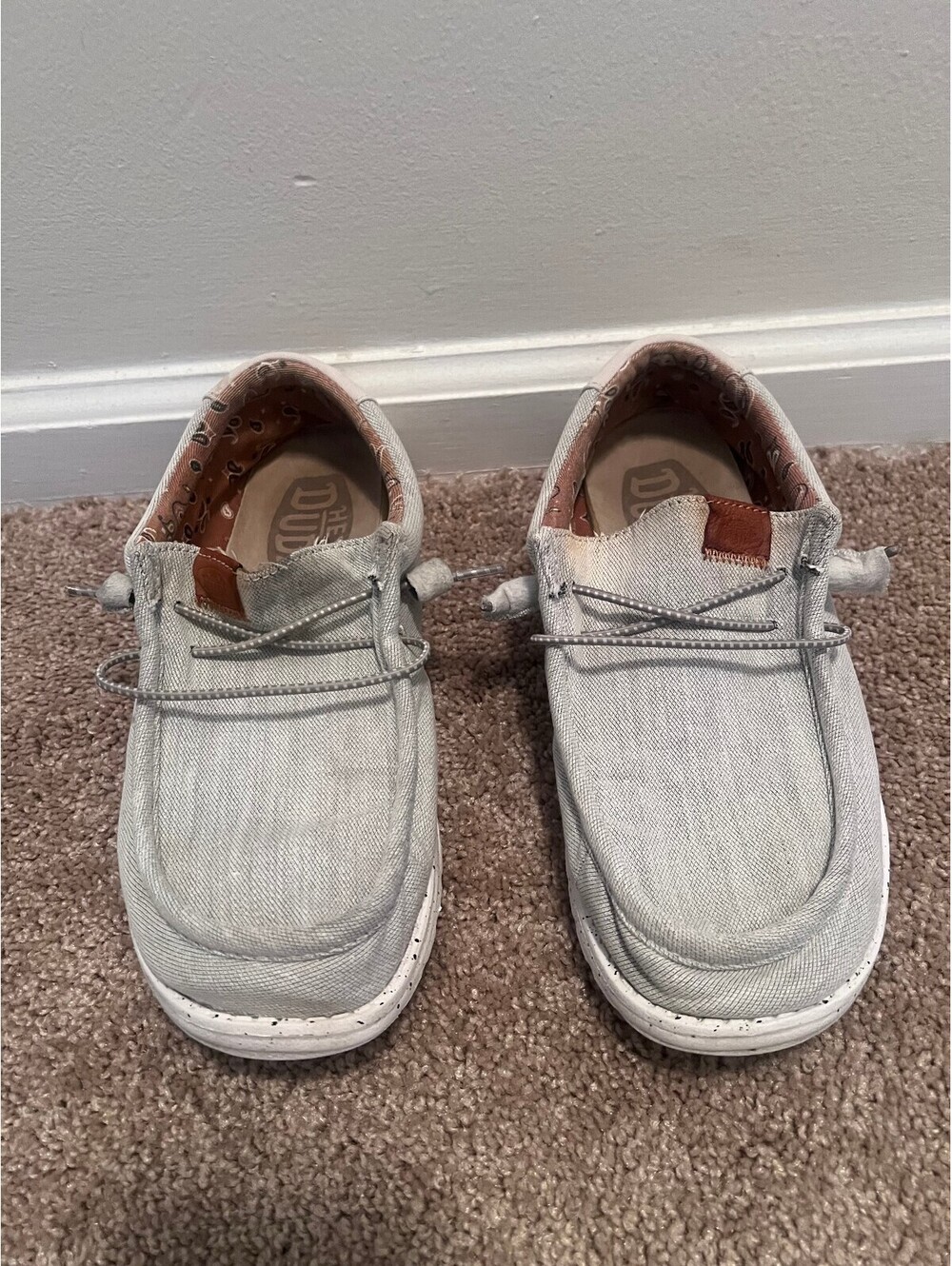 Hey Dude Wally washed Canvas grey mens size 8